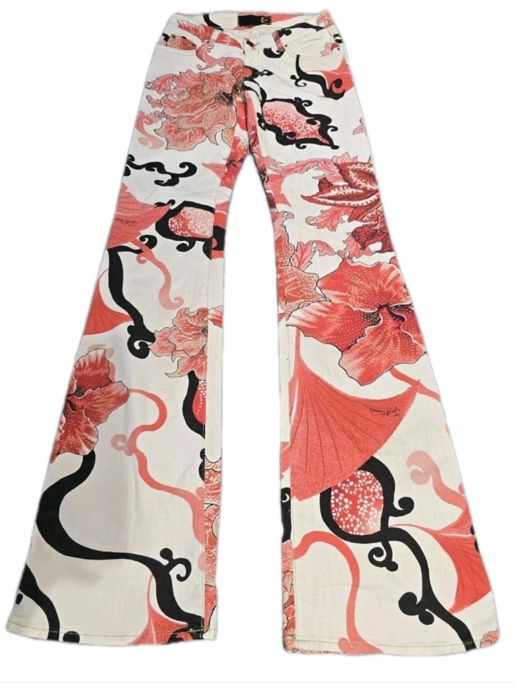 Just Cavalli Floral Print Flared Jeans Roberto Cavalli Pants Size 26 - Picture 5 of 12